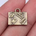 Vintage bronze suitcase charm pendant for DIY jewelry making with city travel labels - Suitcase Shape (A12254) / Antique Bronze