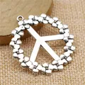 Antiek zilverkleurige 38mm legering bloem vredessymbool hanger voor DIY sieraden maken - Antiek Zilver