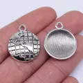 Antique silver globe world map earth pendant charms 24x20mm for DIY jewelry making kits - 10 Pieces Pack / Antique Silver (B12590)