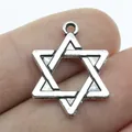 Ciondolo stella di David argento 20 mm per creazione gioielli - Ciondolo Stella di David (B10225) / Argento antico