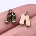Vintage bronze shoe charms for DIY jewelry making 14x10mm miniature shoe pendants - Pair of Small Shoes Style (A13413) / 10 Pieces Pack / Antique Bronze