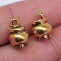 Mini gold cauldron charms for DIY jewelry making accessories - 10 Pieces Pack / Antique Gold