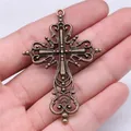 Antique bronze ornate cross pendant 64x43mm for DIY jewelry making - Antique Bronze