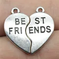 Set di ciondoli puzzle a cuore in argento antico con incisione Best Friends DIY - Puzzle a Cuore (ABD-C10085) / Argento antico