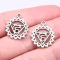 Antique silver 23x19mm yoga chakra pendant charm for DIY jewelry making accessories - Vishuddha Symbol (B16386) / Antique Silver