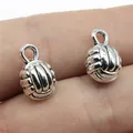 Antique silver 10mm volleyball pendant charm for DIY sports jewelry making and crafts - Antique Silver (B10404)