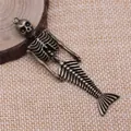 Vintage Bronze Skelett Meerjungfrau Anhänger für DIY Halsketten und Gothic Schmuck - Antikbronze