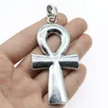 Gran colgante de cruz Ankh egipcia en plata vintage para joyería DIY de 80x42mm - Plata antigua