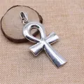 Großer retro ägyptischer Ankh-Kreuz Anhänger 80x42mm in Antik-Silber für Schmuck - Antiksilber