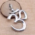 Großer silberfarbener Om-Yoga-Symbol-Anhänger für spirituellen DIY-Schmuck und Accessoires - Antiksilber