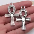 Antique silver Egyptian Ankh cross pendants with Celtic knot design for jewelry making - Ankh Cross (B14770) / Antique Silver