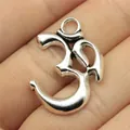 Antiksilberner Om-Symbol Legierungsanhänger für DIY-Schmuckherstellung, 28x22mm - OM Anhänger (B11005) / 10er Pack / Antiksilber