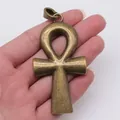 Colgante cruz egipcia Ankh bronce vintage grande 80x42mm para creación de joyería DIY - Bronce Antiguo