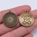 Antike Bronze-Anhänger mit I Love You und Unendlichkeitssymbol für Schmuck, 28x24 mm - I Love You Unendlichkeitssymbol (A12620) / Antikbronze