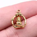 Vintage style gold-toned alloy Buddha charm pendant for DIY jewelry making and crafts - Antique Gold
