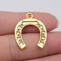 Vintage gold-toned horseshoe alloy charm for DIY jewelry making, 30x24mm - 10 Pieces Pack / Antique Gold