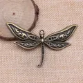 Gran colgante de libélula de bronce vintage para accesorios de joyería DIY - Bronce Antiguo