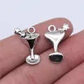 Colgantes de copa de cóctel de plata antigua para la creación de joyas DIY 20x12mm - Plata antigua