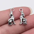 Antiksilberne heulende Wolf-Charms für DIY-Schmuckherstellung, Tieranhänger-Deko - Heulender Wolf Stil (B15142) / Antiksilber
