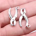 Miniature silver-tone pliers pendant charms for handmade DIY jewelry crafts, 25x12mm - 10 Pieces Pack / Antique Silver