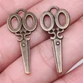 Antique bronze scissor charm pendant for DIY jewelry making and craft DIY projects. - 10 Pieces Pack / Antique Bronze