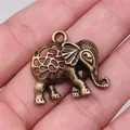 Colgante de elefante en latón antiguo con diseño calado para creación de joyas DIY - Colgante Solo (Sin Cadena) (A13138) / Bronce Antiguo
