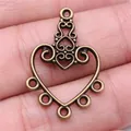 Vintage bronze heart filigree jewelry connector for DIY earring making 30x21mm accessory - Heart Connector (A13116) / 10 Pieces Pack / Antique Bronze