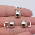 Miniature silver alloy kettlebell charms for DIY jewelry making and sports-themed crafts - White K (D12224)