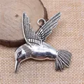 Antiksilberner Kolibri-Anhänger für DIY-Schmuckherstellung großer Vogel-Charm-Zubehör - Antiksilber