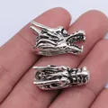 Pair of antique silver 3D dragon head pendant charms for DIY handmade jewelry crafts - 3D Dragon Head Style (B15642) / 27x15mm / Antique Silver