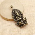 Antiker Ganesha-Anhänger aus Messing 62x32mm für Vintage-Schmuckzubehör-Halskette - Antikbronze