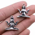 Antique silver yoga meditation pose pendant charms for DIY jewelry making 25x24mm - Yoga Figure Style (B13083) / Antique Silver