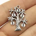 Antique silver alloy money tree pendant charm with dollar signs for DIY jewelry crafts - Money Tree Style (B10524) / Antique Silver