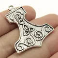 Αντίκες ασημένιο σφυρί του Θορ Mjölnir μενταγιόν με περίπλοκα κέλτικα σχέδια κόμπων - Σφυρί του Θορ (B13506) / Αντίκα Ασημί