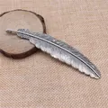 Antiksilberner 106mm großer Federanhänger für Vintage-DIY-Schmuckherstellungsprojekte - Antiksilber