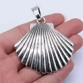 Oversized antique silver scallop shell pendant charm for DIY jewelry making, 55x55mm - Extra Large Shell Pendant (B15189) / 55x55mm / Antique Silver