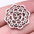 Verfijnde antiek zilveren 26x26mm OM symbool lotus hanger voor het maken van sieraden - Antiekzilver (B16031)