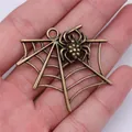 Antique bronze spider web pendant charm for DIY jewelry making, 47x42mm accessory - Antique Bronze