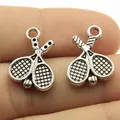 Antiek zilveren tennisracket en bal bedeltjes voor DIY sieraden maken 18x14mm-set - Tennisracket Stijl (B11930) / Antiek Zilver