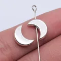 Perline a forma di luna in lega di zinco argento per la creazione di gioielli 12x8mm - Confezione da 10 / Argento antico