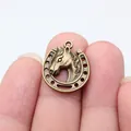 Antique bronze horse head horseshoe pendant charm for DIY jewelry making - A14276 / Antique Bronze