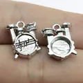 Antique silver zinc alloy drum kit charms musical instrument pendants for jewelry making - Drum Set Pendant (B10937) / Antique Silver