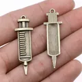 Antique bronze syringe charms for DIY jewelry making 13x43mm needle tube pendants - Antique Bronze