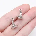 Detailed silver clown hat charm pendant for DIY handmade jewelry crafts 15x10mm - Antique Silver