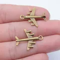 Colgante de avión de bronce antiguo para hacer joyas DIY y suministros de artesanía 27x21mm - Forma de Avión (A12854) / Bronce Antiguo