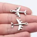 Pequeño colgante de avión plateado para joyería artesanal DIY en las yemas de dedos - Forma de Avión (D12277) / Plateado