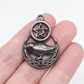Antique silver Gothic pentagram raven moon pendant for punk rock hip hop jewelry - Moon Pentagram Raven (D11656) / Gunmetal