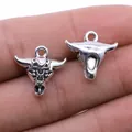 Antique silver finish 3D bull head animal pendant charms for DIY jewelry making crafts - Three-Dimensional Bull Head (B13677) / Antique Silver