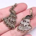 Vintage bronze peacock charms for jewelry making 43x24mm DIY accessory pendants - Peacock Shape (A13301) / Antique Bronze