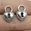 Two vintage antique silver heart lock charms for DIY jewelry making, 17x11mm size - Heart Lock Pendant (B12627) / 17x11mm / Antique Silver